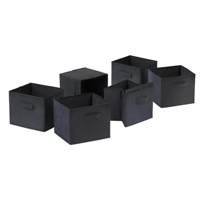 Winsome Wood Capri Set Of 6 Foldable Black Fabric Baskets