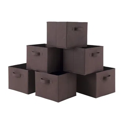 Winsome Wood Capri Set Of 6 Foldable Chocolate Fabric Baskets
