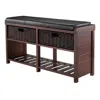 Winsome Wood Colin Cushion Bench With Baskets