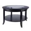 Winsome Wood Genoa Coffee Table, Glass Inset And Shelf