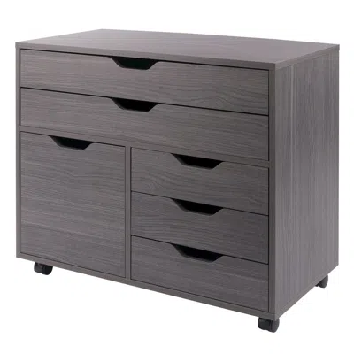 Winsome Wood Halifax 3-section Multi-storage Mobile Cabinet, Charcoal