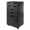 Winsome Wood Halifax Bins & Drawers Multi-storage Tall Mobile Cabinet, Black In Black