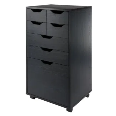 Winsome Wood Halifax Bins & Drawers Multi-storage Tall Mobile Cabinet, Black