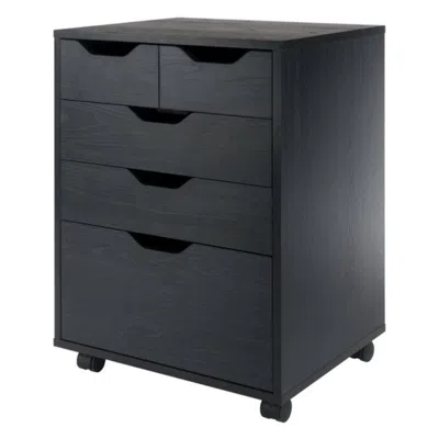 Winsome Wood Halifax Bins & Drawers Storage Mobile Cabinet, Black