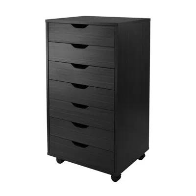 Winsome Wood Halifax Cabinet For Closet / Office, 7 Drawers, Black