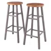 Winsome Wood Huxton 2-pc Bar Stools, 29", Gray & Teak