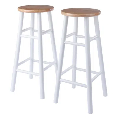 Winsome Wood Huxton 2-pc Bar Stools, 29", Natural & White