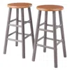 Winsome Wood Huxton 2-pc Counter Stools, 24", Gray & Teak