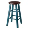 Winsome Wood Ivy 24" Counter Stool Rustic Teal W/ Walnut Seat In Multi