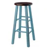 Winsome Wood Ivy 29" Bar Stool Rustic Light Blue W/ Walnut Seat