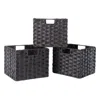 Winsome Wood Melanie 3-pc Woven Fiber Basket Set, Foldable, Chocolate