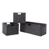 Winsome Wood Melanie 3-pc Woven Fiber Basket Set, Foldable In Chocolate