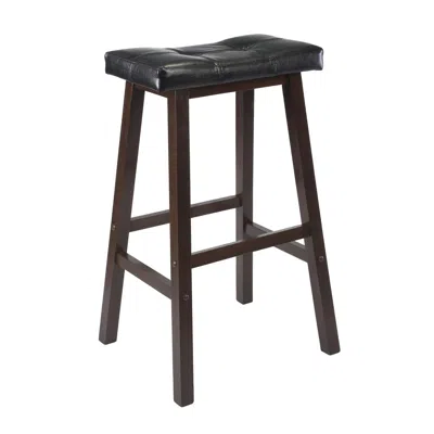 Winsome Wood Mona 29" Cushion Saddle Seat Stool, Black, Faux Leather, Rta