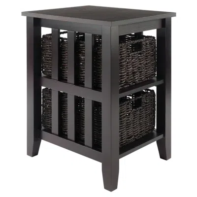 Winsome Wood Morris Side Table With 2 Foldable Baskets