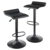 Winsome Wood Obsidian Set Of 2 Adjustable Swivel Air Lift Stool, Backless, Black Pvc Seat, Black Metal Post And B