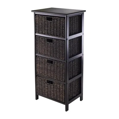 Winsome Wood Omaha Storage Rack With 4 Foldable Baskets