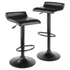 Winsome Wood Paris Set Of 2 Airlift Adjustable Swivel Stool With Pu Leather Seat And Black Metal Base