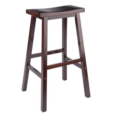 Winsome Wood Satori 29" Saddle Seat Bar Stool Antique Walnut