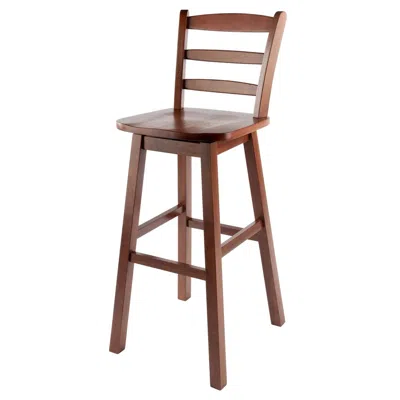 Winsome Wood Scalera Ladder Back Swivel Seat Bar Stool, Walnut