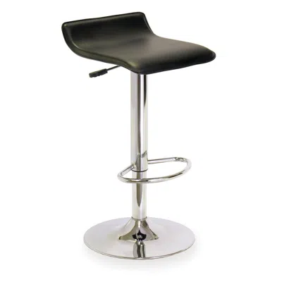 Winsome Wood Single Airlift Swivel Stool With Black Faux Leather Seat