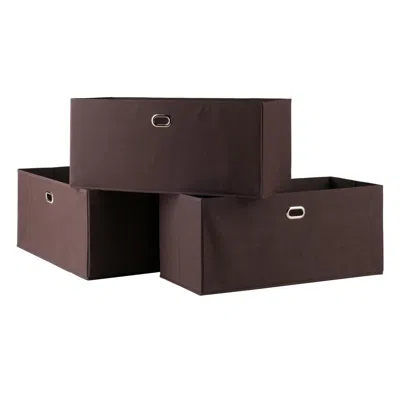 Winsome Wood Torino 3-pc Set Folding Fabric Baskets Chocolate
