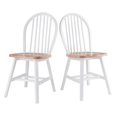 Winsome Wood Windsor 2-pc Chair Set, Natural And White