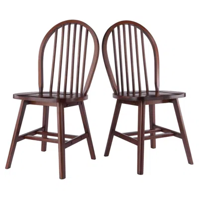 Winsome Wood Windsor 2-pc Chair Set, Walnut