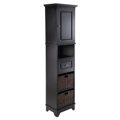 Winsome Wood Wyatt Tall Cabinet With Baskets, Drawer, Door
