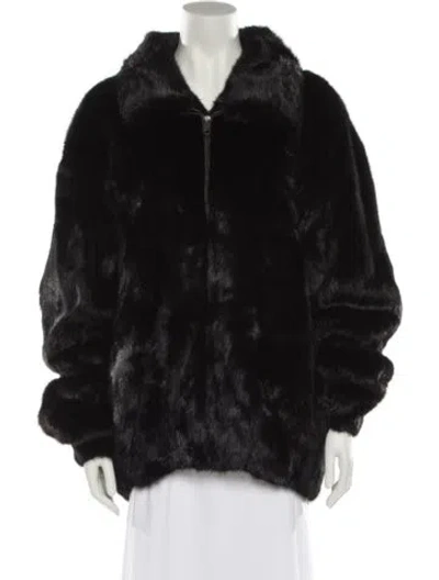 Pre-owned Winter Fur Fur Bomber Jacket In Black