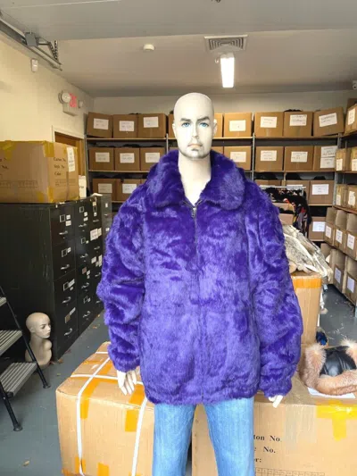 Pre-owned Winter Fur Ny Mens Genuine Mink Rabbit Fox 100% Genuine Fur Winter Coat Jacket Usa Purple