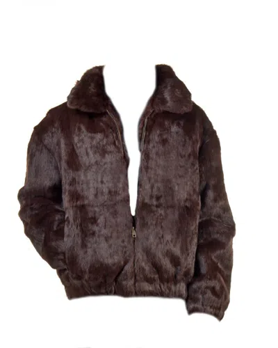 Pre-owned Winter Fur Ny Mens Genuine Rabbit 100% Real Authentic Fur Winter Coat Jacket Usa Brown