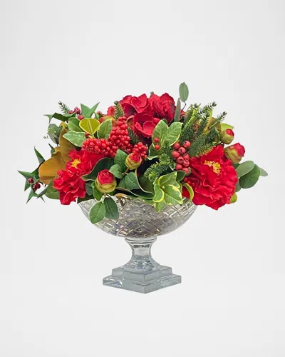 Winward Faux Camellia Berry Floral Arrangement In Vase