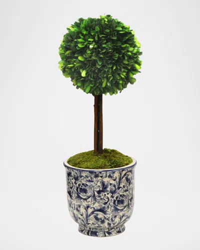 Winward Home 17" Faux Boxwood Topiary In Porcelain Pot In Multi