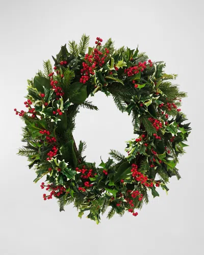 Winward Home 30" Holly Holiday Wreath In Green