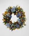 Winward Home 32" Holiday Hydrangea Wreath In Antique Blue