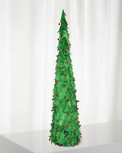Winward Home 48" Velvet Holly Tree Christmas Decoration In Green