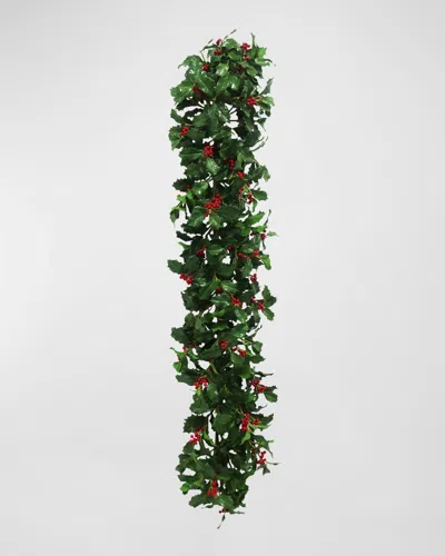 Winward Home 60" Christmas Holly Branch Garland In Green