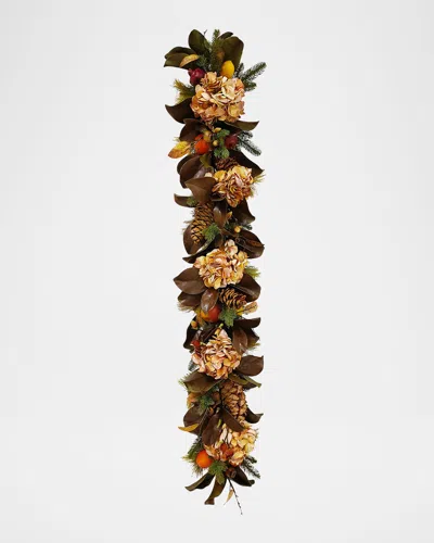 Winward Home 60" Hydrangea & Magnolia Leaf Garland In Multi