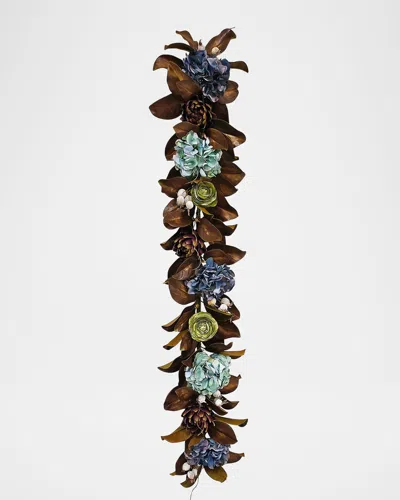 Winward Home 60" Hydrangea & Magnolia Leaf Garland In Multi