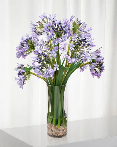 Winward Home Agapanthus In Glass Vase In Blue