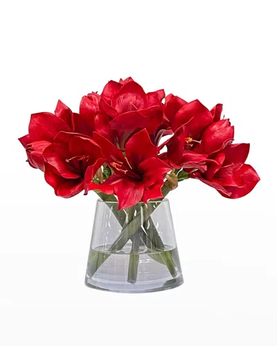 Winward Home Amaryllis Faux-floral Arrangement In Vase In Red
