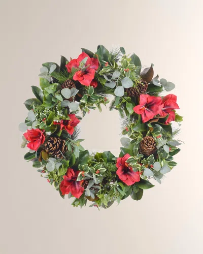 Winward Home Amaryllis Holiday Wreath 32" In Red/green