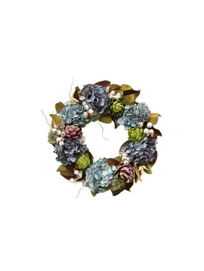 Winward Home Artificial Artichoke Hydrangea Wreath In Multi
