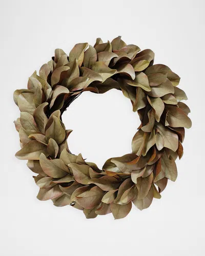 Winward Home Artificial Dry Magnolia Leaf Wreath In Brown