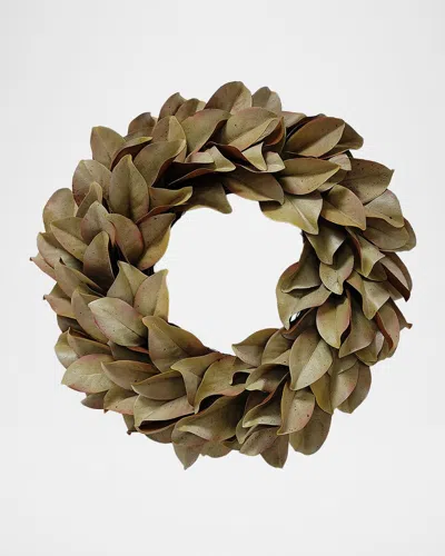 Winward Home Artificial Dry Magnolia Leaf Wreath
