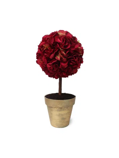 Winward Home Artificial Hydrangea In Ceramic Pot In Red