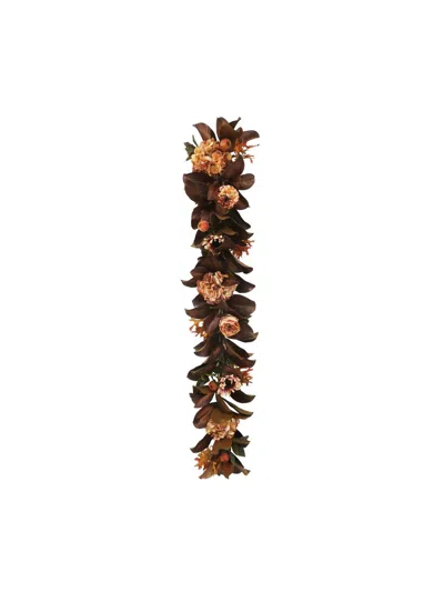 Winward Home Artificial Magnolia & Autumn Flowers Garland In Multi