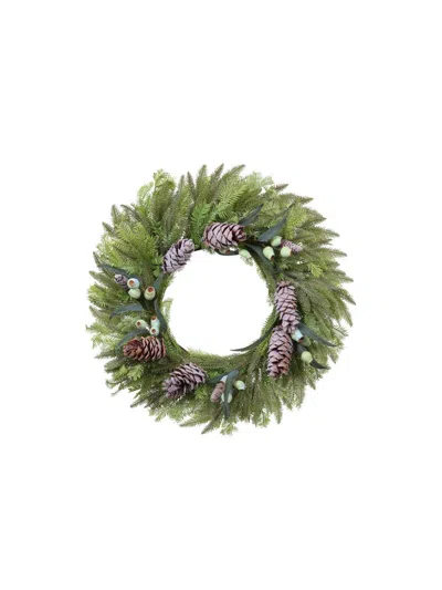 Winward Home Artificial Mountain Pine With Eucalyptus Wreath In Green