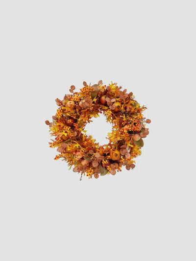 Winward Home Artificial Oak Leaf, Eucalyptus & Fruit Wreath In Brown