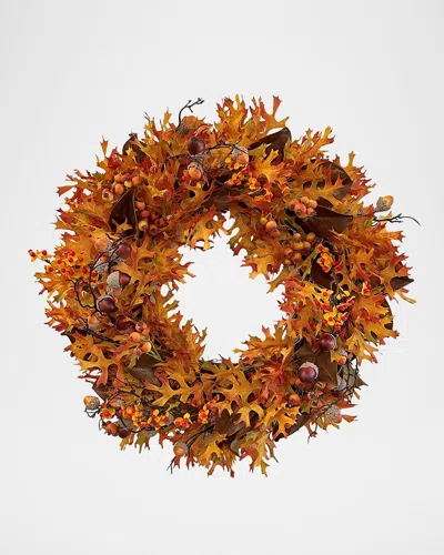 Winward Home Artificial Oak Leaf Wreath In Brown